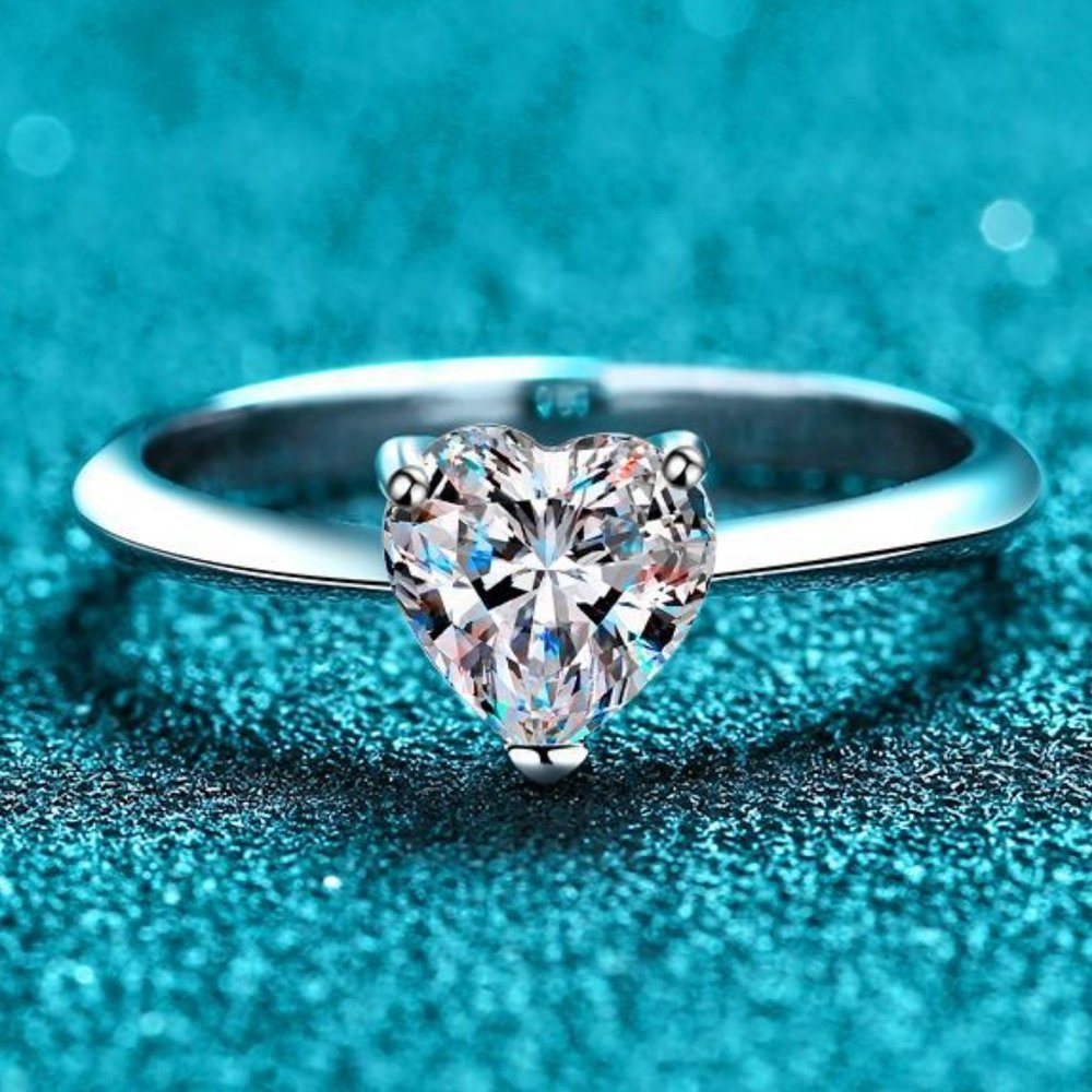 Certified 2ct. t.w. Diamond Moissanite Heart Engagement Ring NEW
